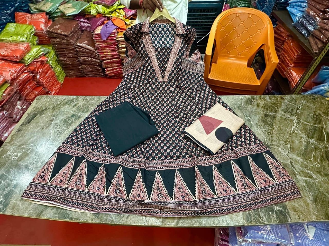 Cotton Handwork Kurti Palazzo Dupatta Set